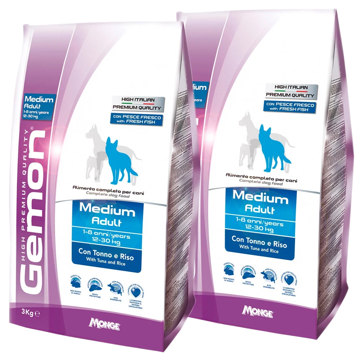 

Сухой корм для взрослых собак средних пород Gemon Adult Medium тунец и рис, 2 шт по 3 кг