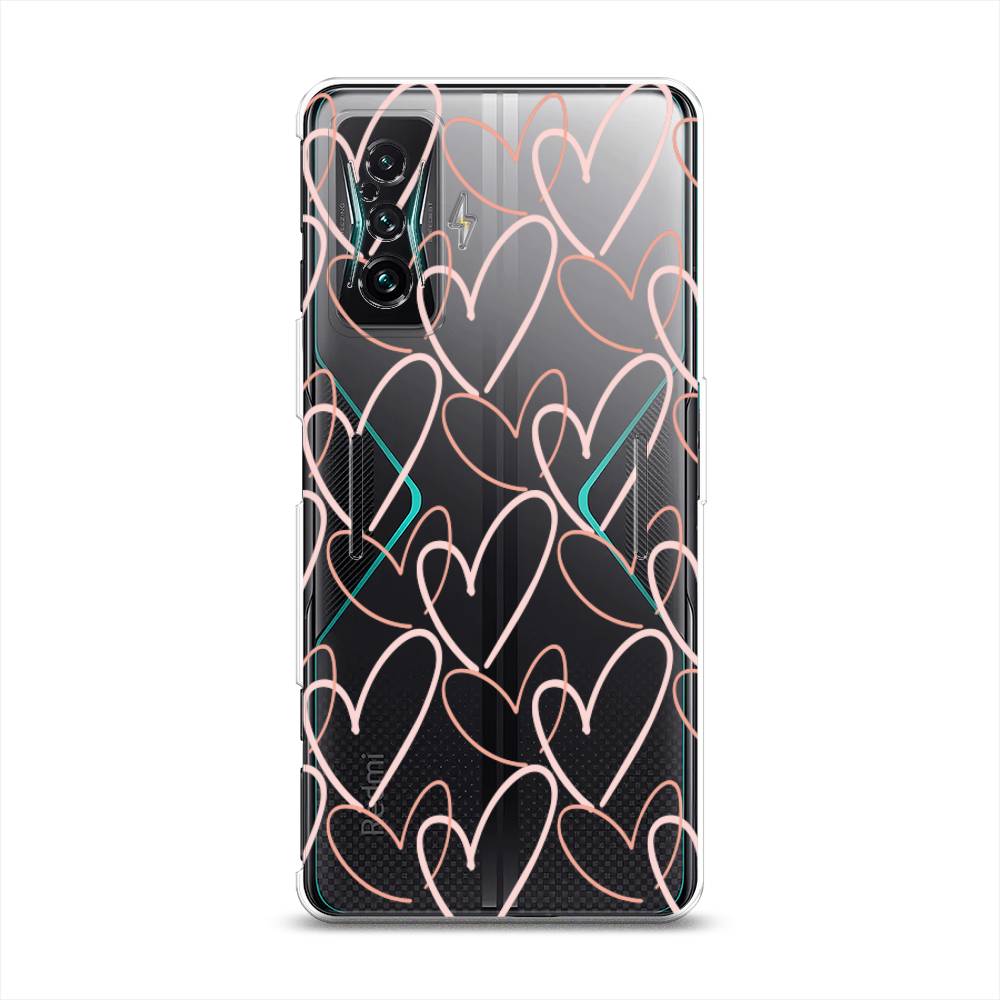 

Чехол на Xiaomi Redmi K50 GE "Узор из сердечек", Розовый;бежевый, 314350-6