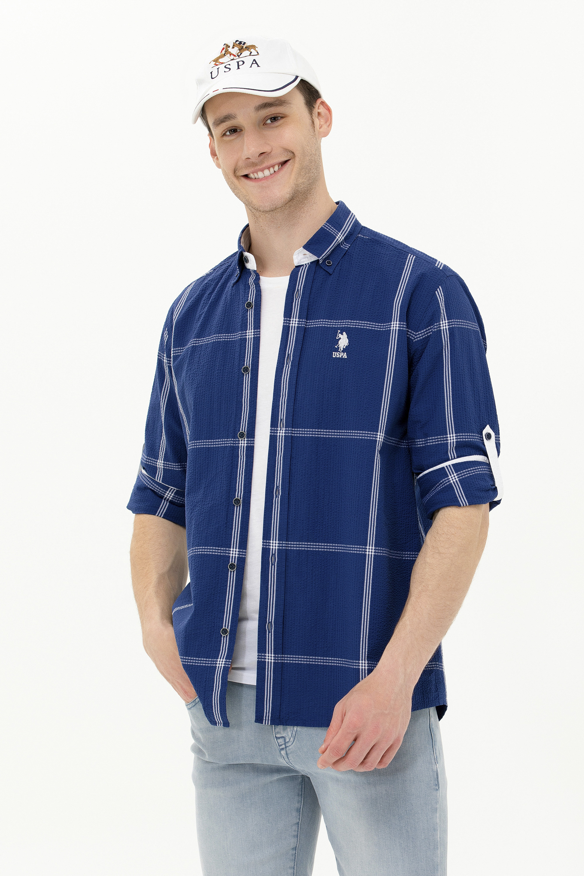 Рубашка мужская US Polo Assn G081SZ0040MILASO синяя S