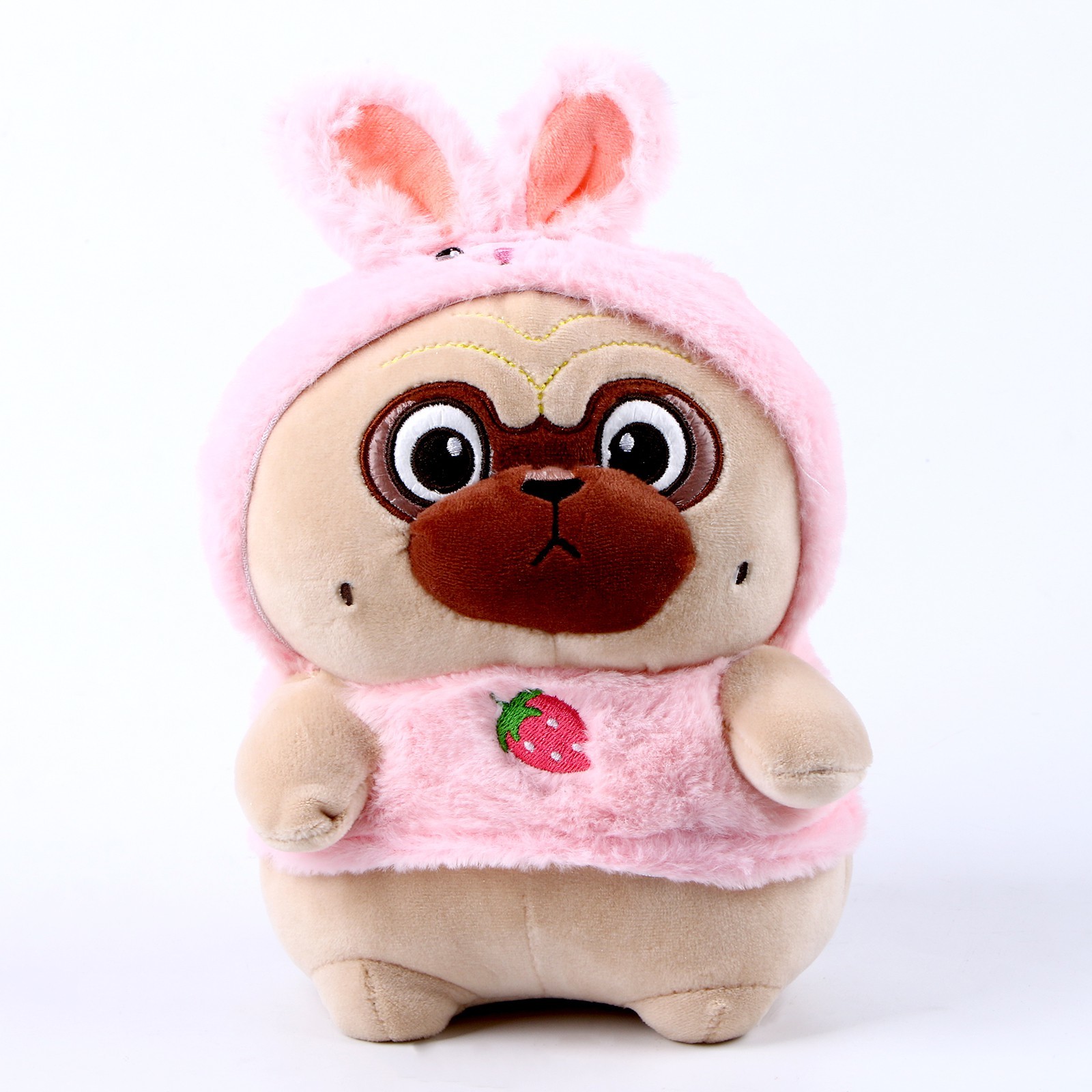 

Мягкая игрушка «Мопс» в костюме зайки, 21 см, Бежевый