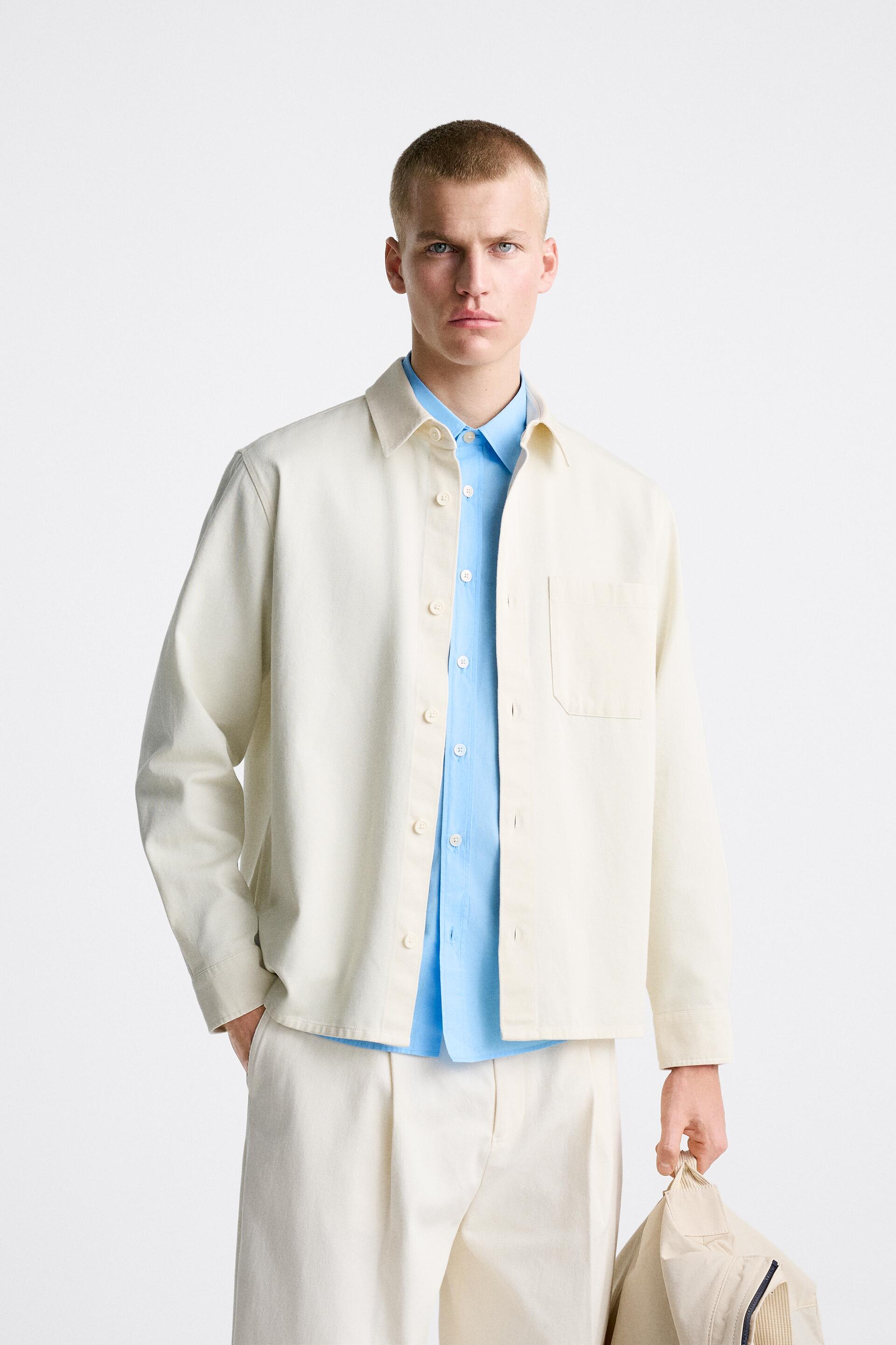 

Рубашка мужская ZARA 03717400 бежевая M (доставка из-за рубежа), Бежевый, 03717400