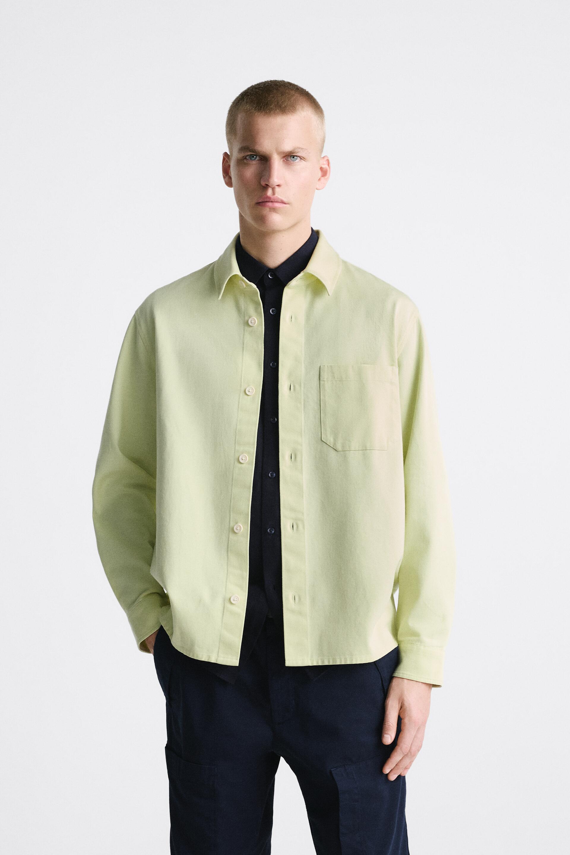 

Рубашка мужская ZARA 03717400 зеленая L (доставка из-за рубежа), Зеленый, 03717400