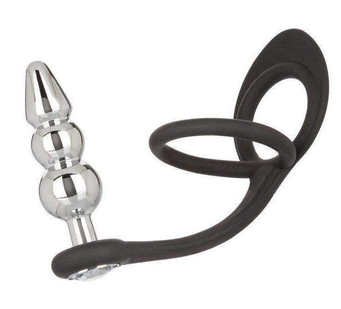 Набор CEN Beaded Plug анальная елочка и эрекционное кольцо серебристый