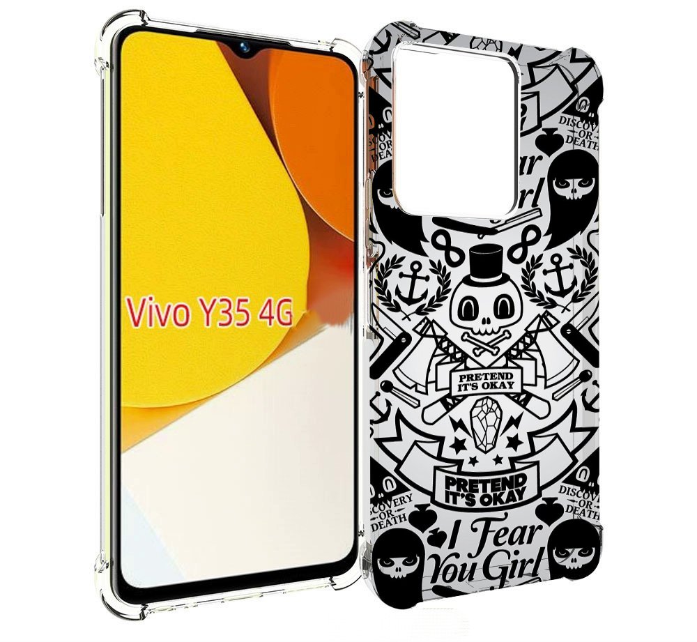 

Чехол MyPads готический-принт для Vivo Y35 4G 2022 / Vivo Y22, Прозрачный, Tocco