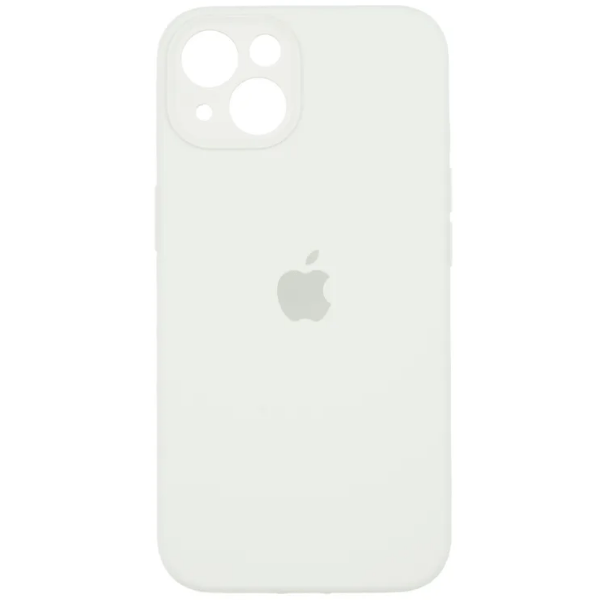 

Чехол iPhone 14 Plus Silicon Сase APL WS (закрытый низ+камера) с лого, белый