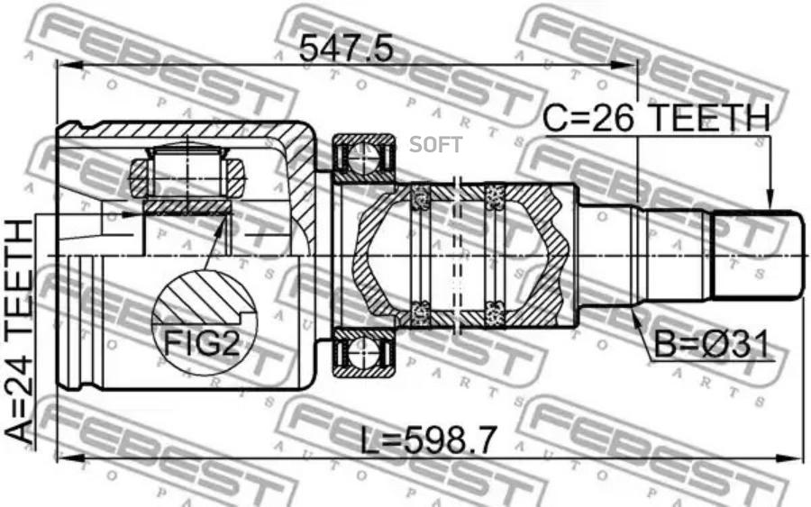 

FEBEST Шрус внутренний R 24x31x26 VOLVO S80 2007- FEBEST 2711-V70RH FEBEST 2711-V70RH