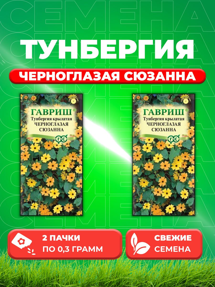 

Семена Тунбергия крылатая Черноглазая Сюзанна 0,3 г 2уп