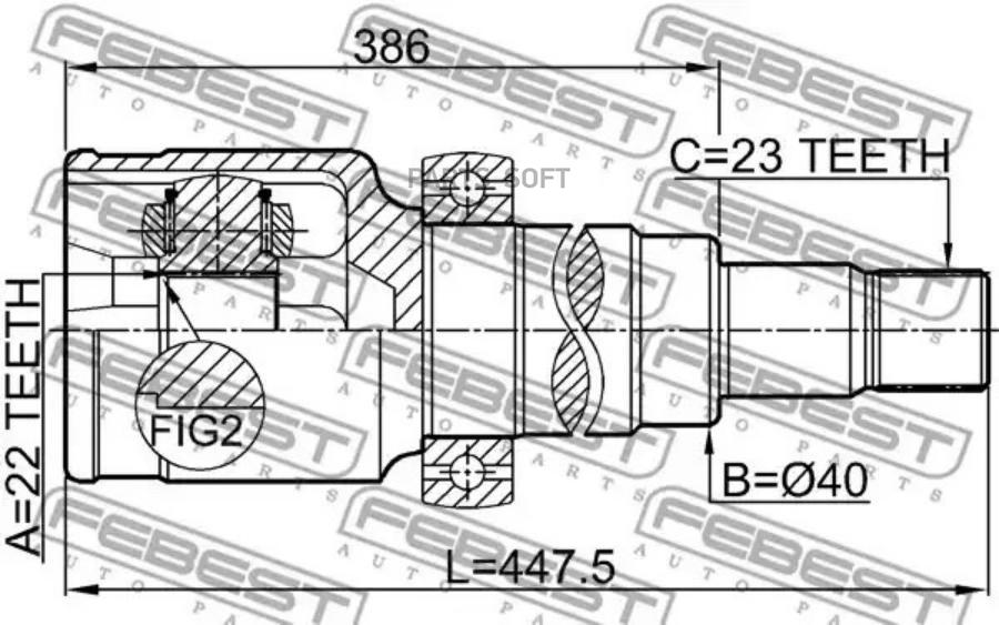 

FEBEST Шрус внутренний R 22x40x23 FORD FOCUS CB8 2011- FEBEST 2111-CB8 FEBEST 2111-CB8