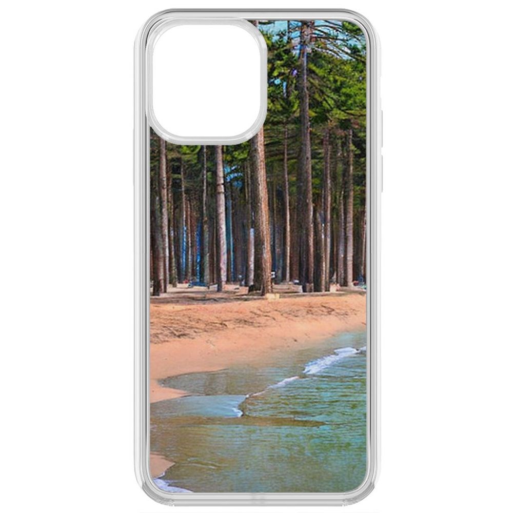 

Чехол-накладка Krutoff Clear Case Сосновый пляж для iPhone 13 Pro Max, Прозрачный