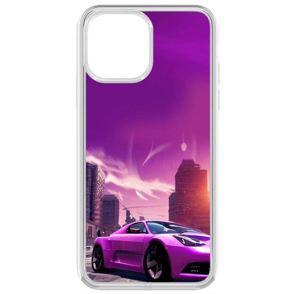 

Чехол-накладка Krutoff Clear Case Розовое авто для iPhone 13 Pro Max, Прозрачный