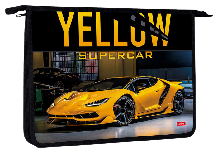 

Папка для тетрадей Hatber YelloWsupercar А4 пластиковая на молнии 2 отделения