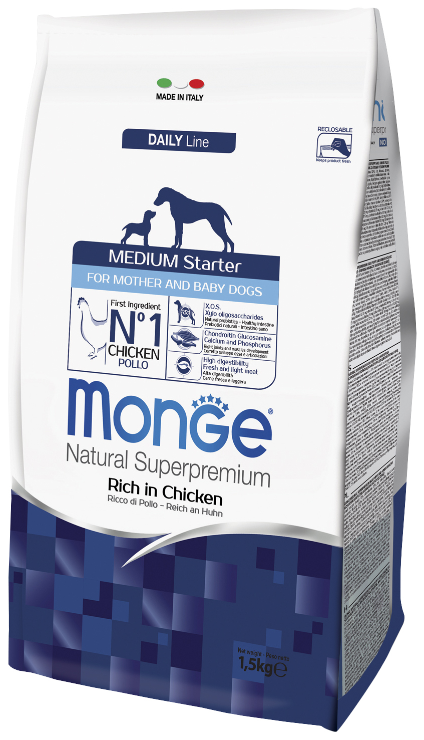 

Сухой корм для собак Monge Daily Line Medium Starter, 2 шт по 1,5 кг