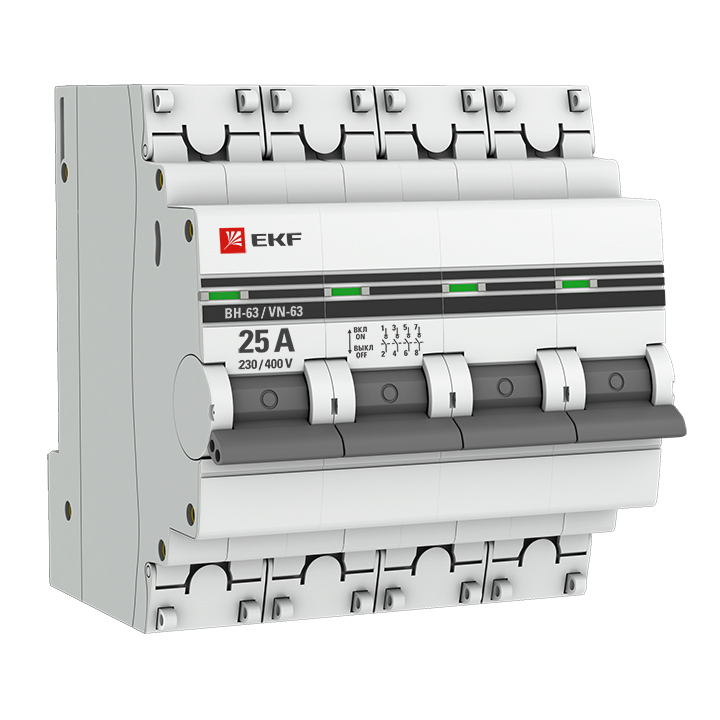 Выключатель нагрузки EKF PROxima 4P 25А ВН-63 SL63-4-25-pro