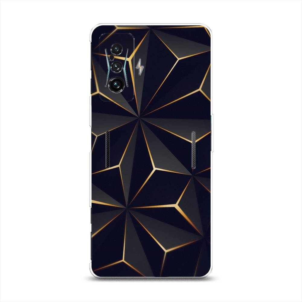 

Чехол на Xiaomi Redmi K50 GE "Черные полигоны", Золотистый;черный, 314350-3