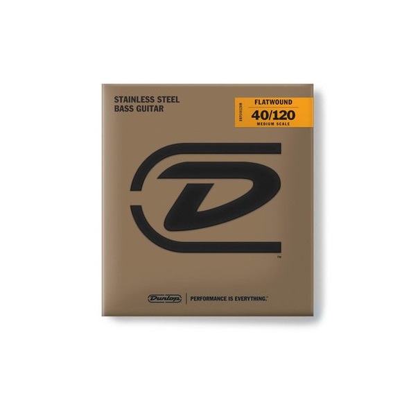 фото Dunlop dbfs40120m flatwound stainless steel medium scale струны для 5-струнной бас гитары