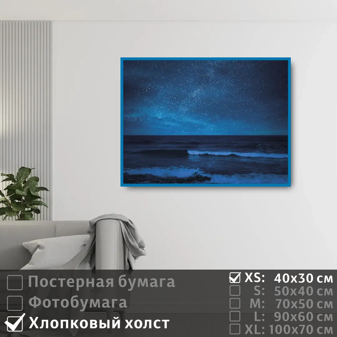 

Постер на холсте ПолиЦентр Звездное небо над океаном 40х30 см, ЗвездноеНебоНадОкеаном