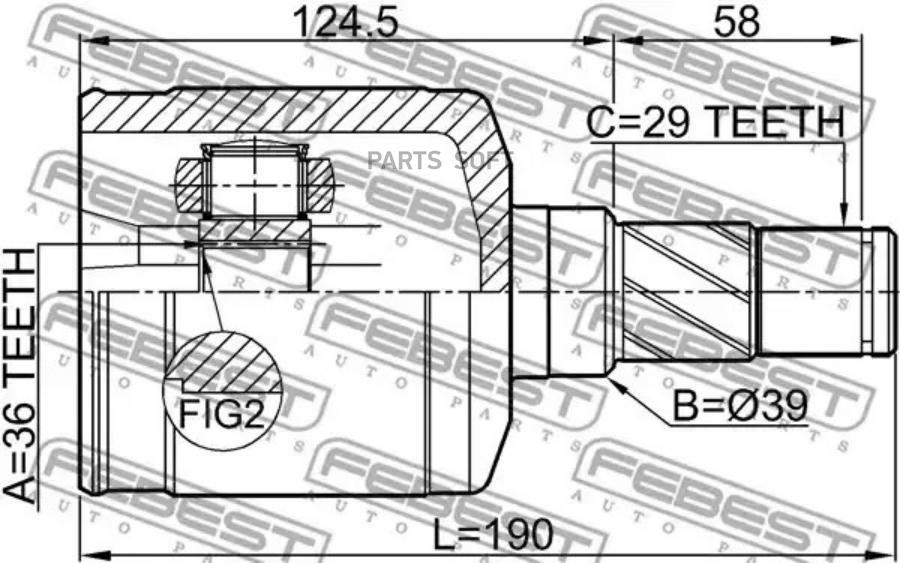 

Шрус Febest внутренний левый для Nissan Murano z50 2003-2008 0211Z50LH