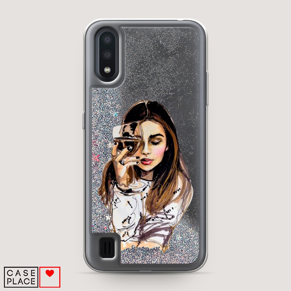 

Чехол Awog на Samsung Galaxy A01 "Девушка с бокалом", Разноцветный, 29591-1