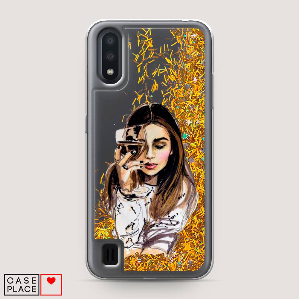 

Чехол Awog на Samsung Galaxy A01 "Девушка с бокалом", Разноцветный, 29590-1