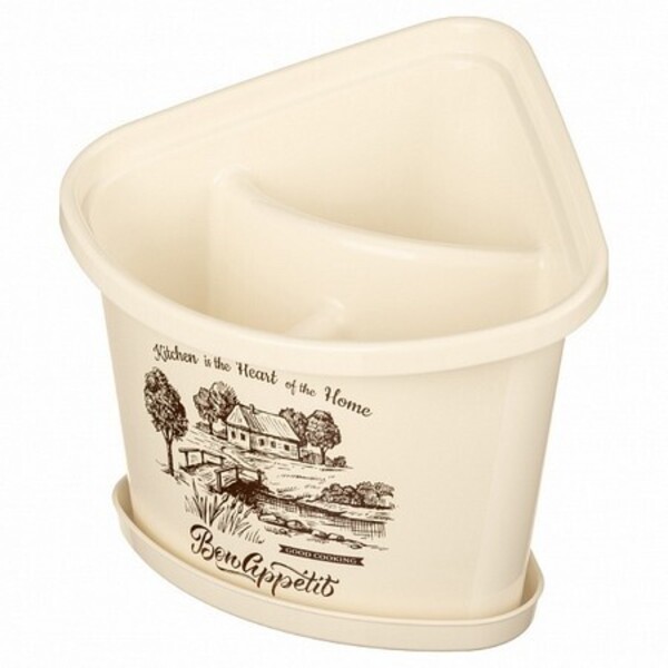 

Подставка для столовых приборов с поддоном 176х150х151мм декор (бежевый)