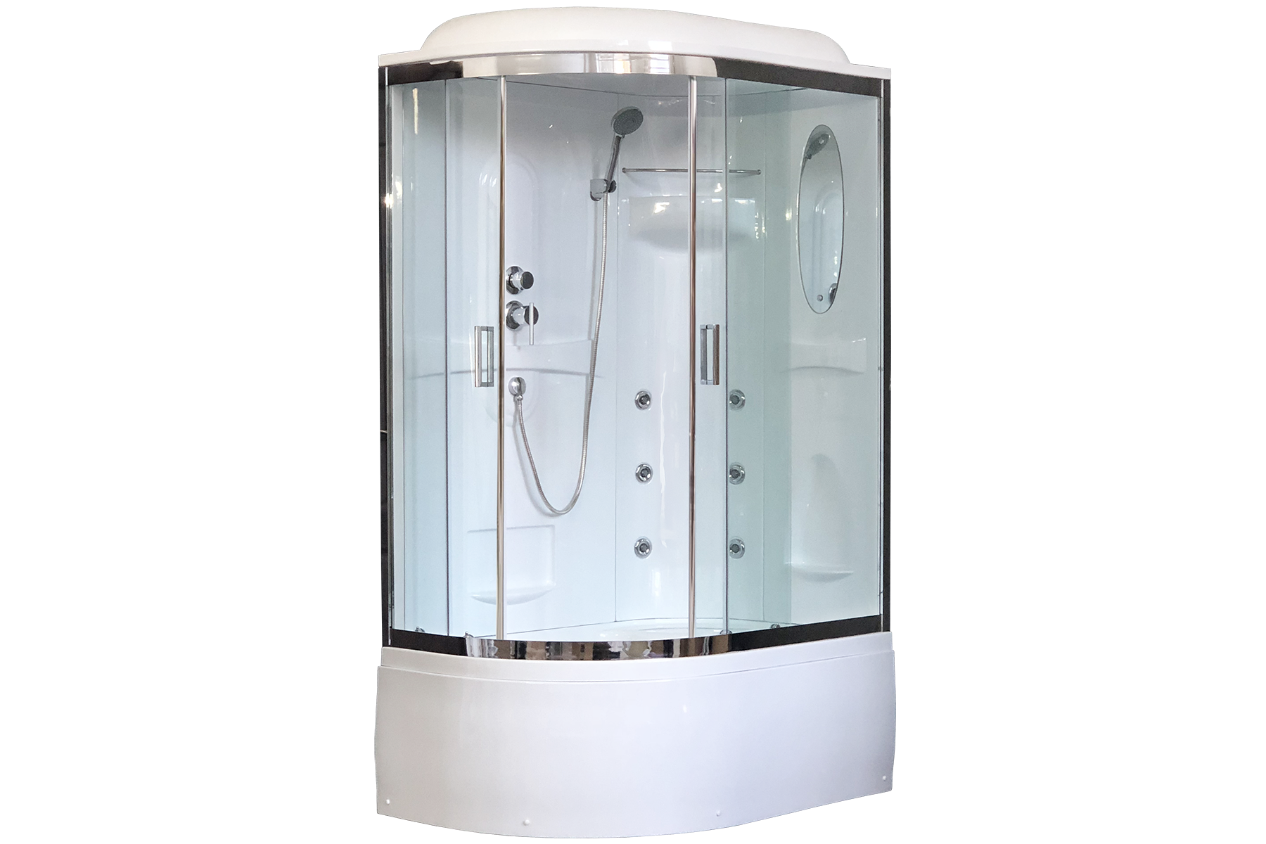 

Душевая кабина Royal Bath ВК 120x80 RB8120BK2-T-CH-R задние стенки Белые, ВК