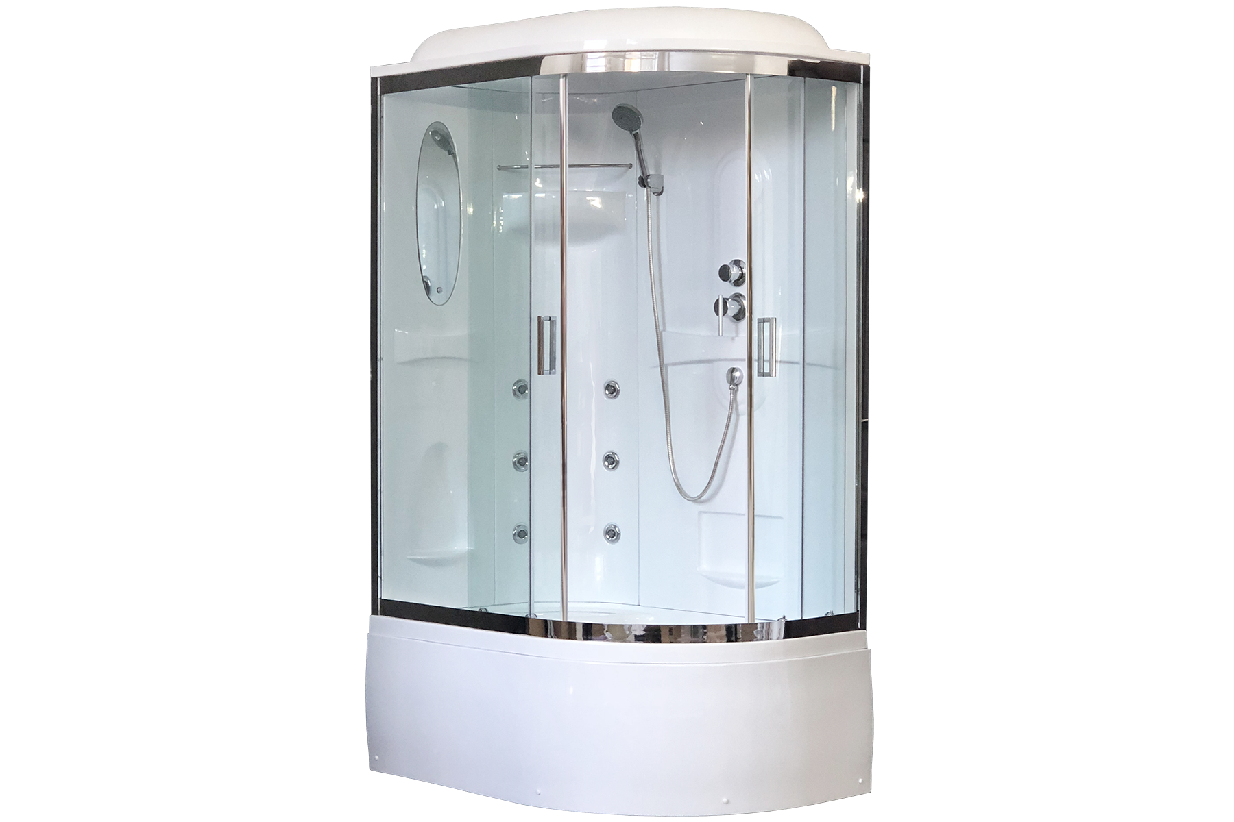 

Душевая кабина Royal Bath ВК 120x80 RB8120BK2-T-CH-L задние стенки Белые, ВК