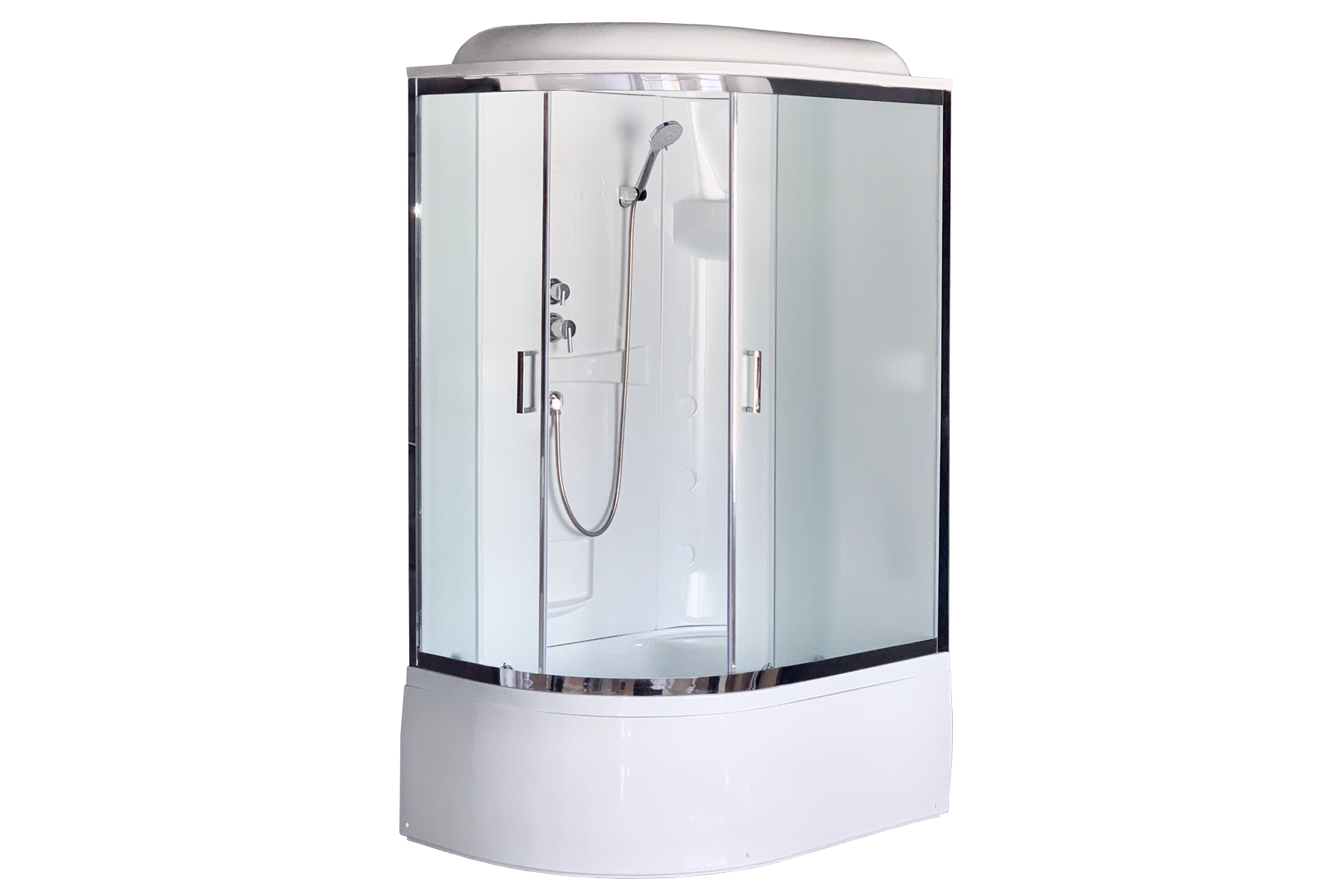 

Душевая кабина Royal Bath ВК 120x80 RB8120BK1-M-CH-R стекло матовое задние стенки Белые, ВК