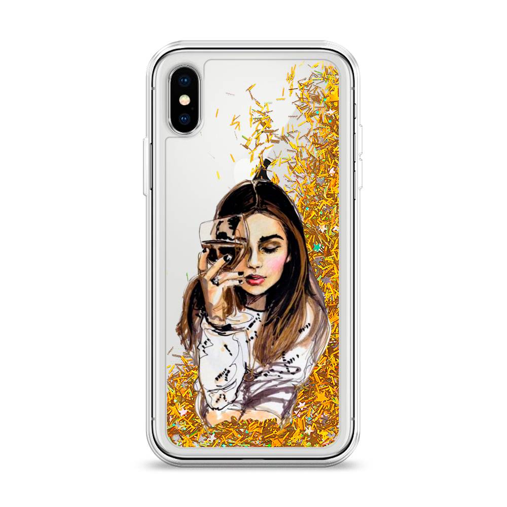 

Чехол Awog на Apple iPhone XS (10S) / Айфон XS (10S) "Девушка с бокалом", 11890-1