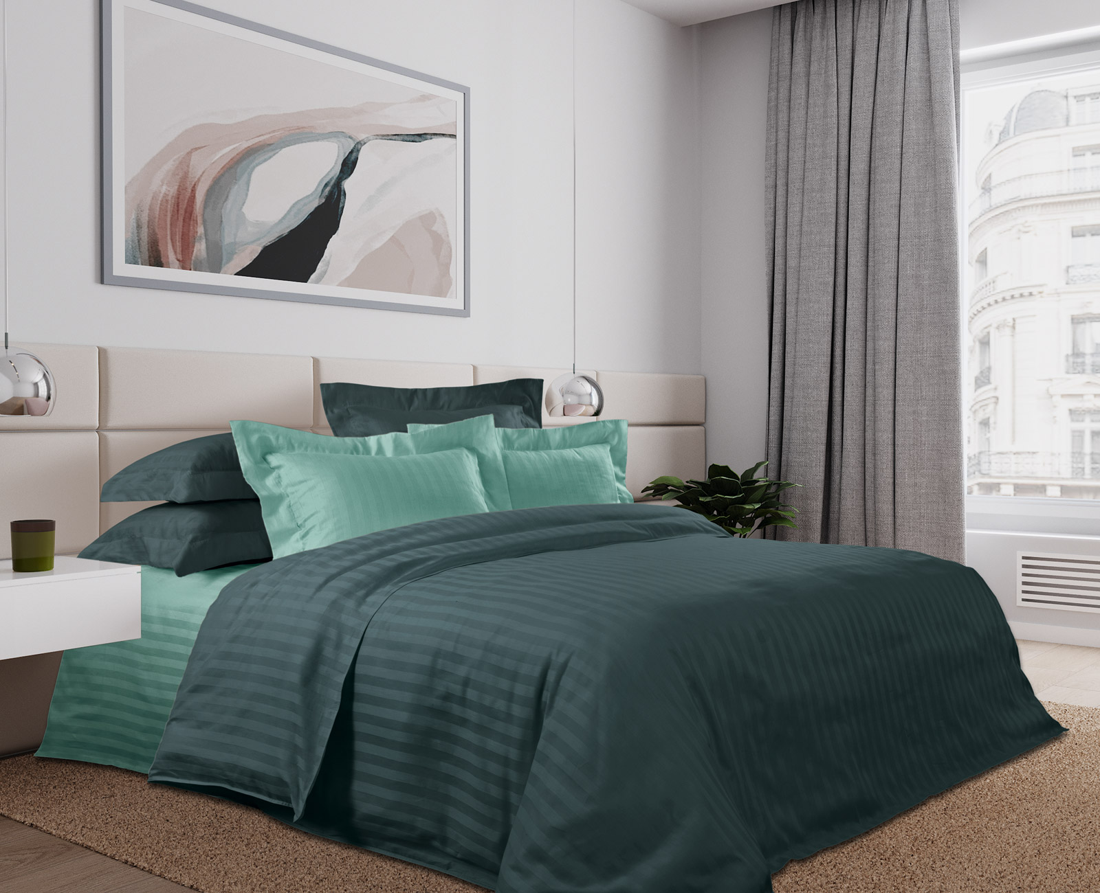 

Постельное белье Страйп-Сатин Конфитюр 3325W 2-сп. с европростыней