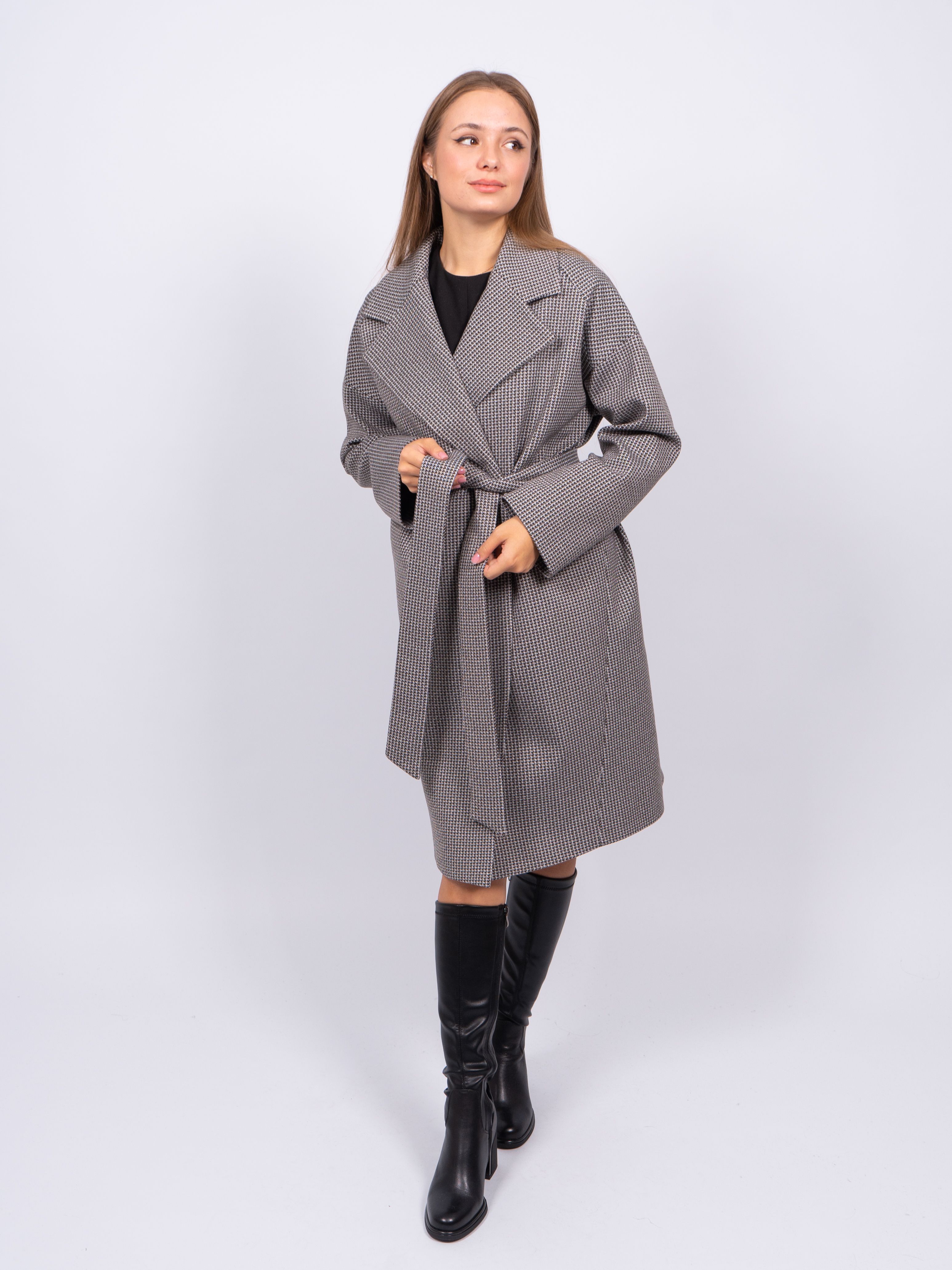 Пальто женское 365 clothes KR-291-Гуслапка723 серое 46 RU