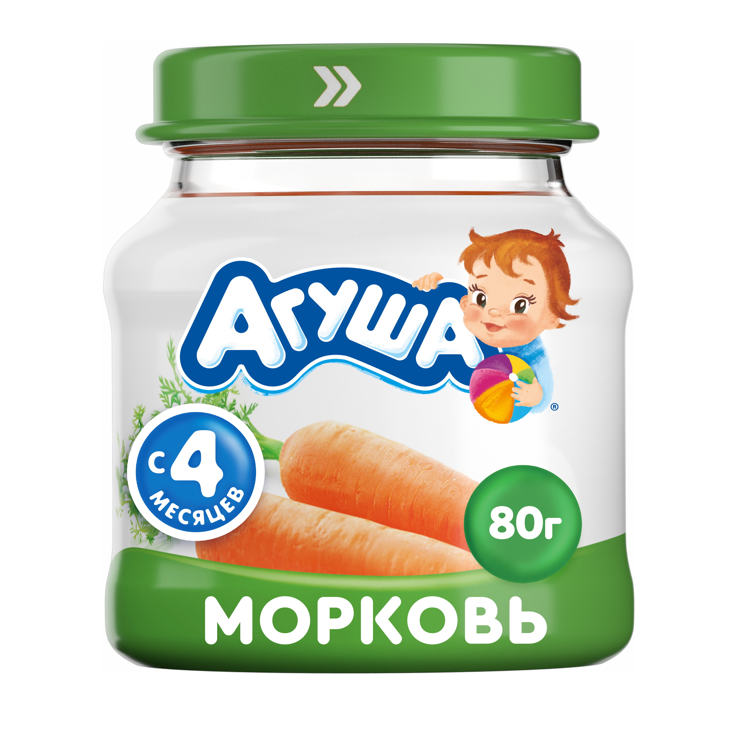 Пюре Агуша Морковь с 4 мес. 80 г, 1 шт.