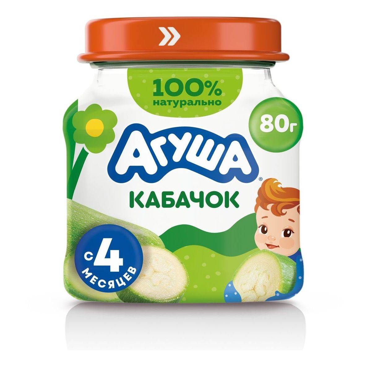 Пюре Агуша Кабачок с 4 мес. 80 г, 1 шт.