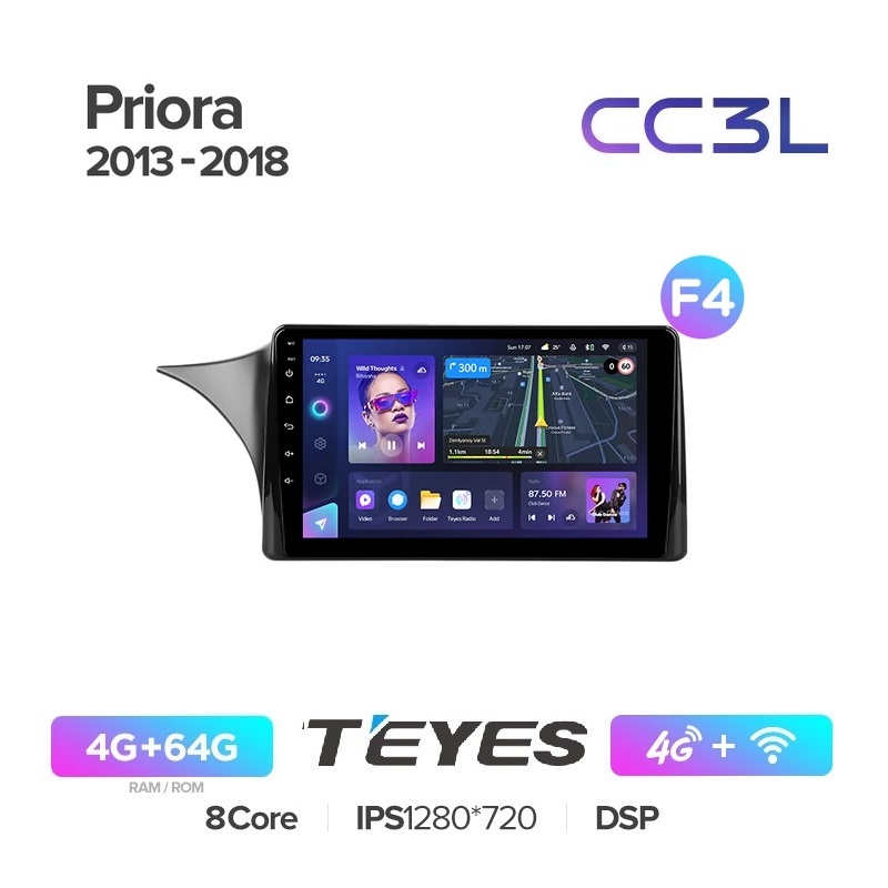 

Магнитола Teyes CC3L 4/64 LADA Priora 2 2013 - 2018 F4, CC3L