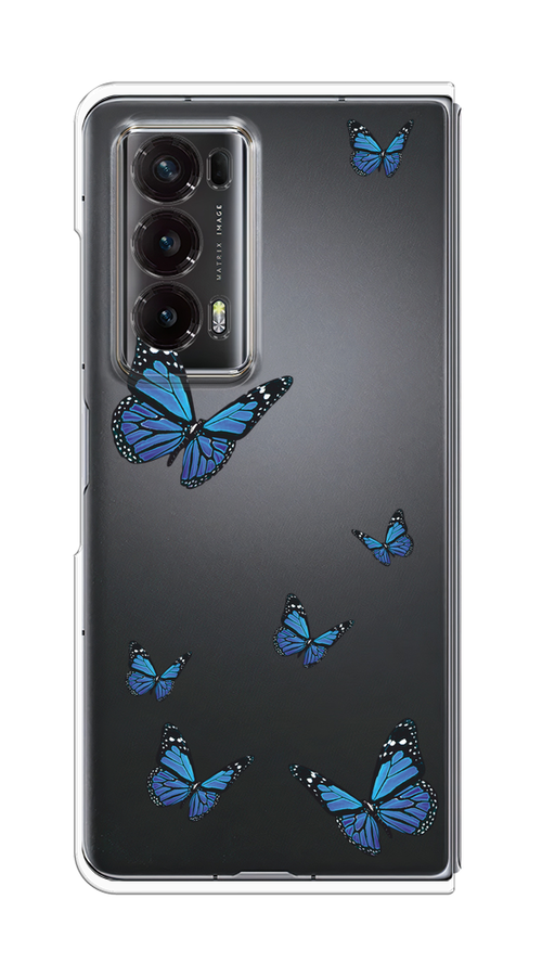 

Чехол на Honor Magic V2 "Blue butterflies", Синий;черный, 6123550-1