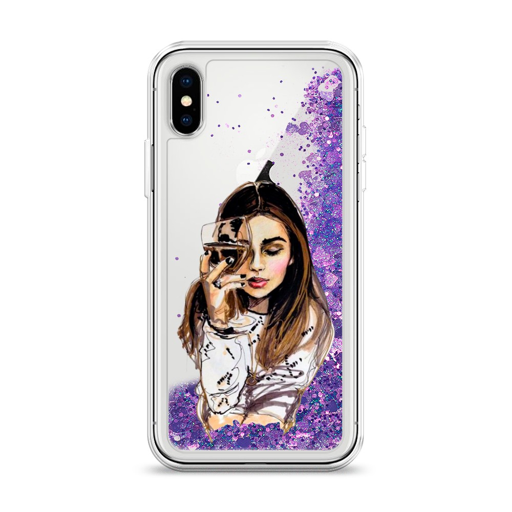 

Чехол Awog на Apple iPhone X (10) / Айфон X (10) "Девушка с бокалом", Разноцветный, 11092-1