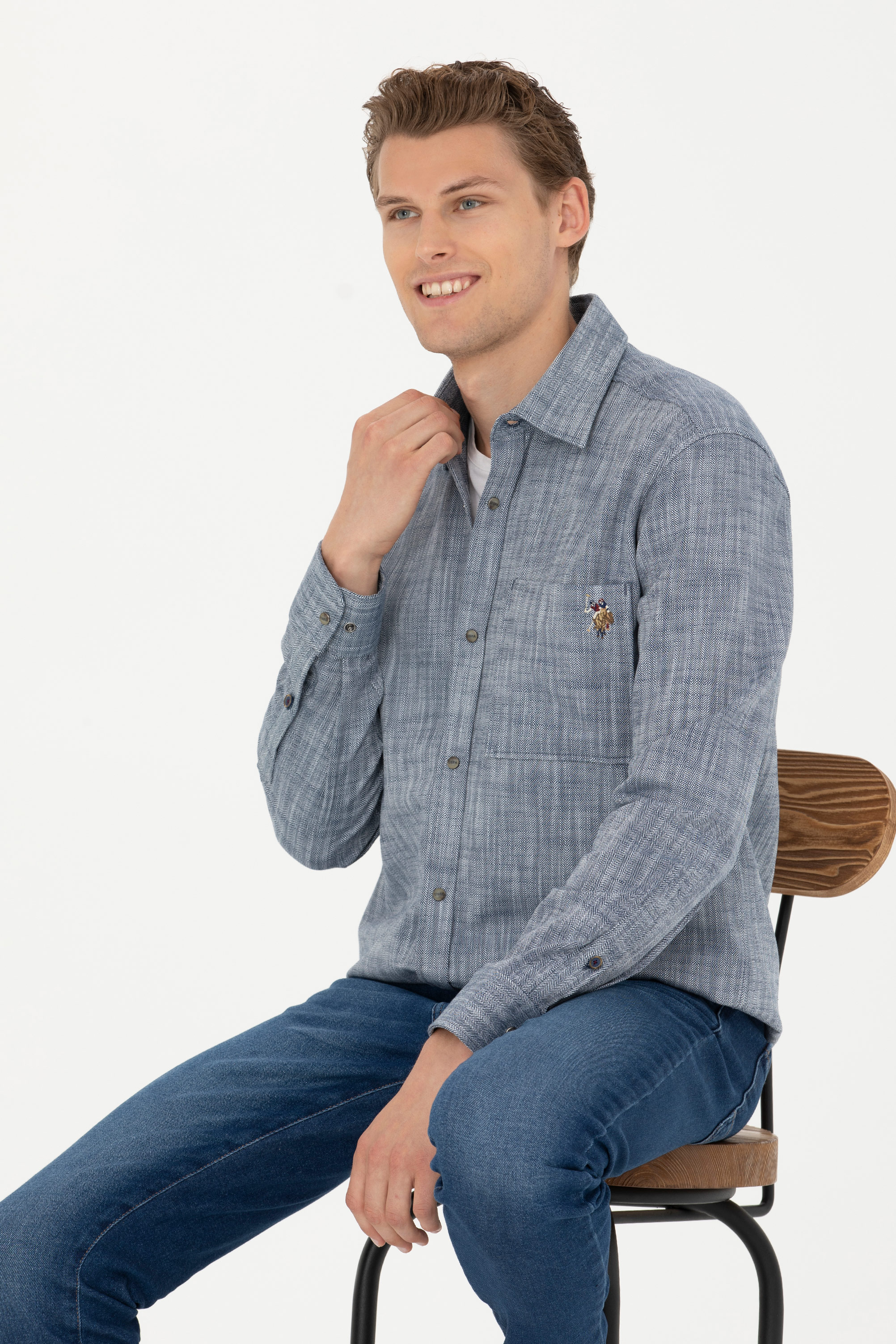 

Рубашка мужская U.S. POLO Assn. G081SZ0040BONOF синяя L, Синий, G081SZ0040BONOF