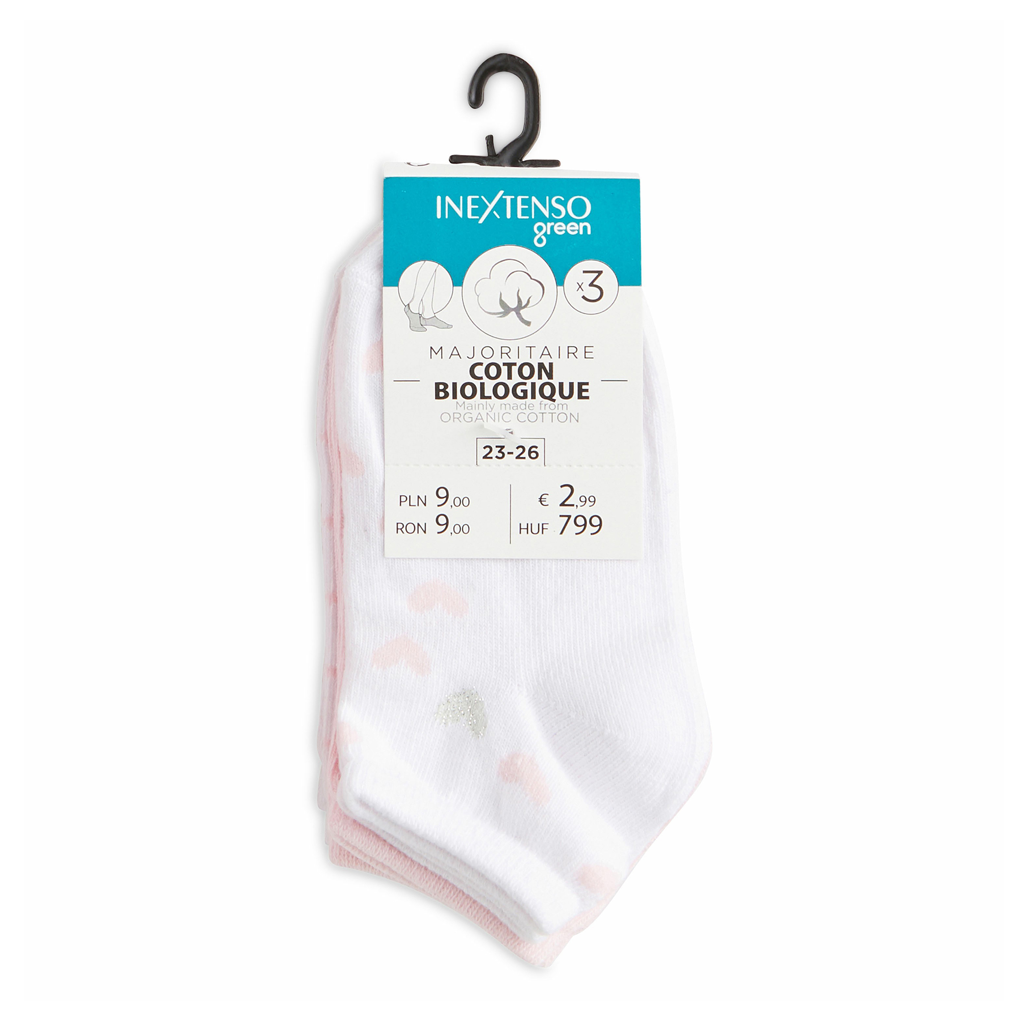 Носки детские InExtenso для девочек укороченные хлопок 3 шт в ассортименте