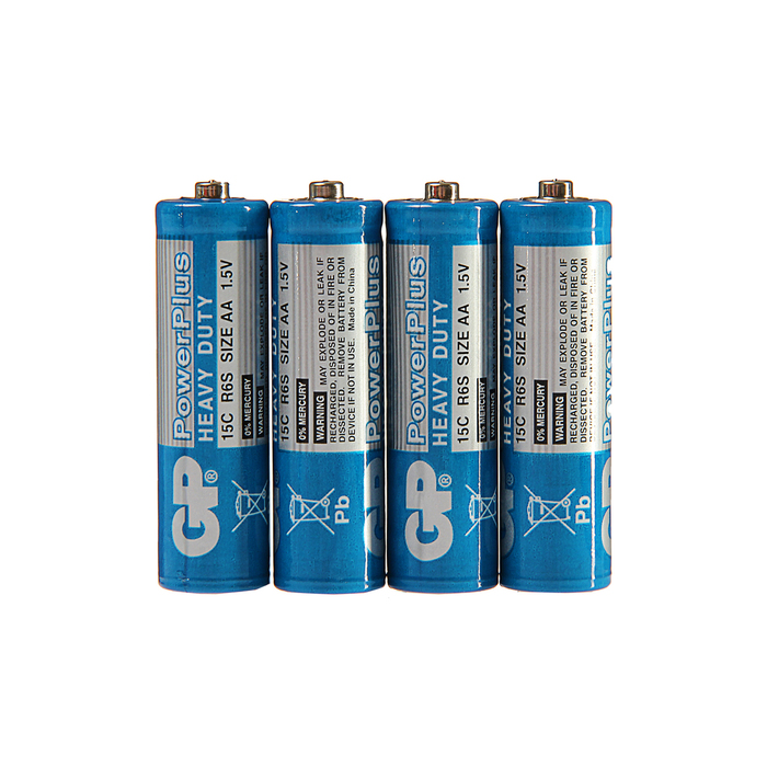 

Батарейка солевая GP PowerPlus Heavy Duty, AA, R6-4S, 1.5В, спайка, 4 шт.(2 шт.)