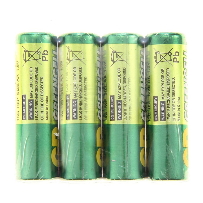 

Батарейка солевая GP Greencell Extra Heavy Duty, AA, R6-4S, 1.5В, спайка, 4 шт.(3 шт.)
