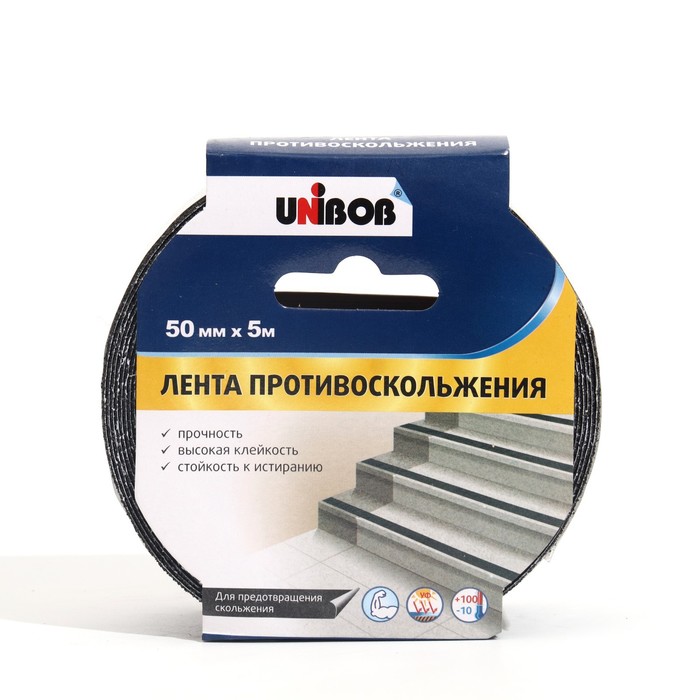 

Клейкая лента противоскольжения UNIBOB 50мм х 5м черная (2 шт)