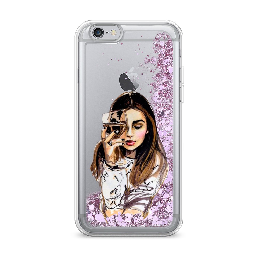 

Жидкий чехол с блестками "Девушка с бокалом" на Apple iPhone 6S, 0104S94-1