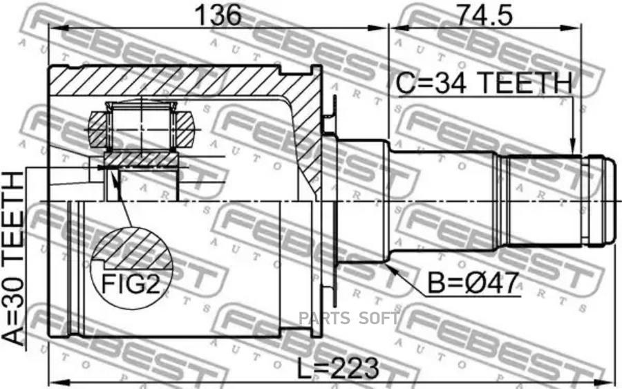 

FEBEST Шрус внутренний 30x47x34 FEBEST 0111-UCK50