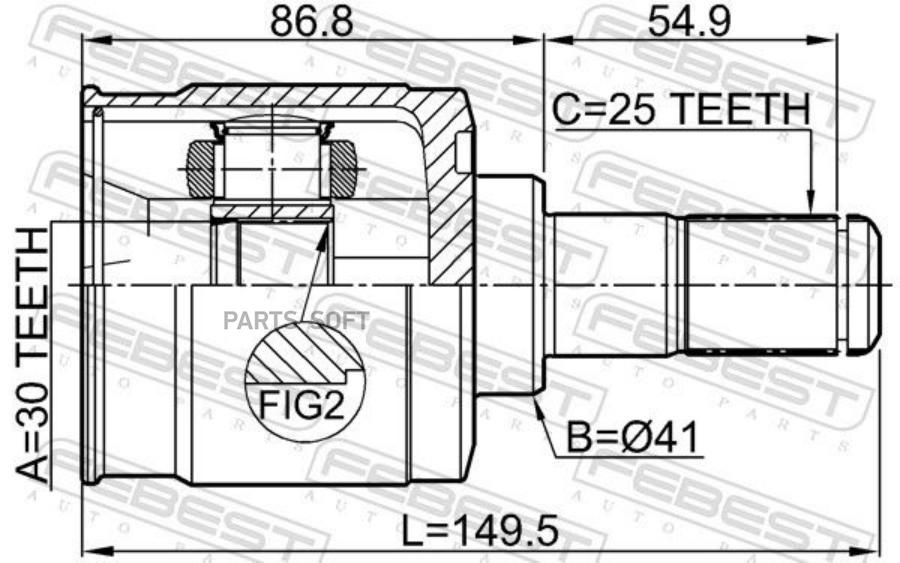 

FEBEST Шрус внутренний 30x41x25 FEBEST 2211-RIO