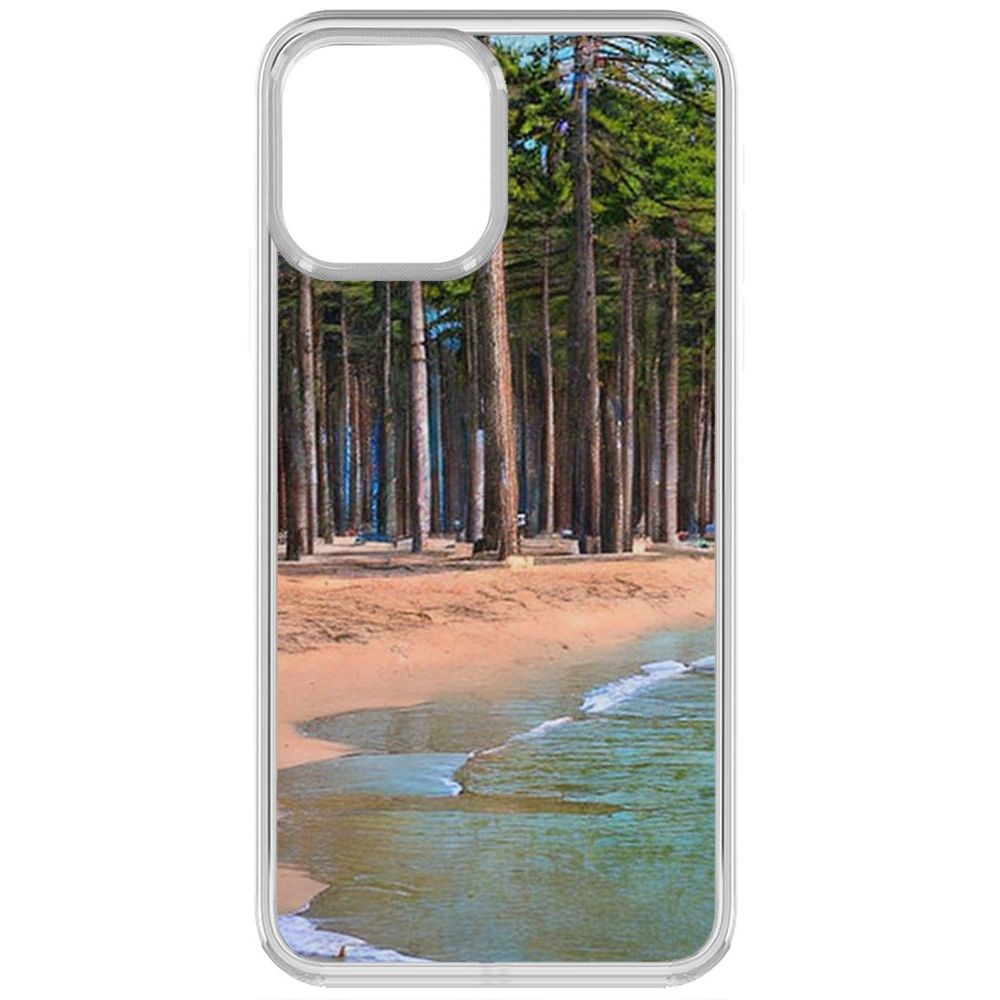 

Чехол-накладка Krutoff Clear Case Сосновый пляж для iPhone 13, Прозрачный