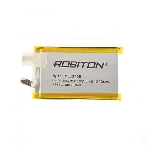 

Аккумуляторная батарея ROBITON LP503759UN 3.7В 1250мАч без защиты PK1