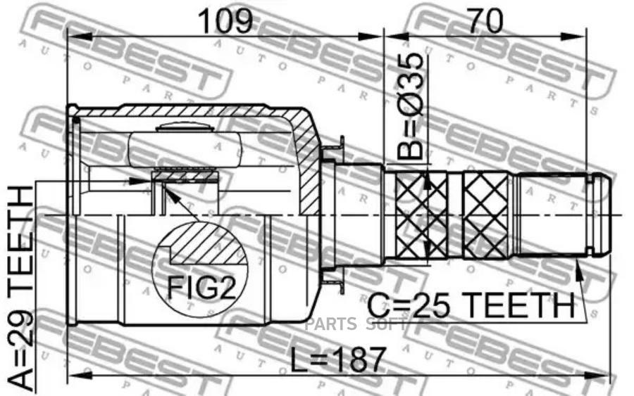 

FEBEST Шрус внутренний 29x35x25 SUBARU FORESTER S12 2007.09- FEBEST 0811-B9 FEBEST 0811-B9