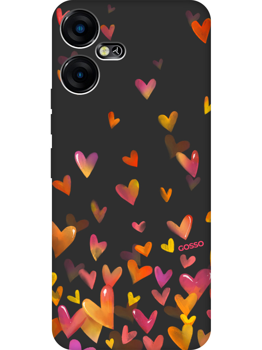 

Матовый Soft Touch силиконовый чехол на Tecno Pova Neo 3 "Flying Hearts" черный, Черный;желтый;красный, 20001481