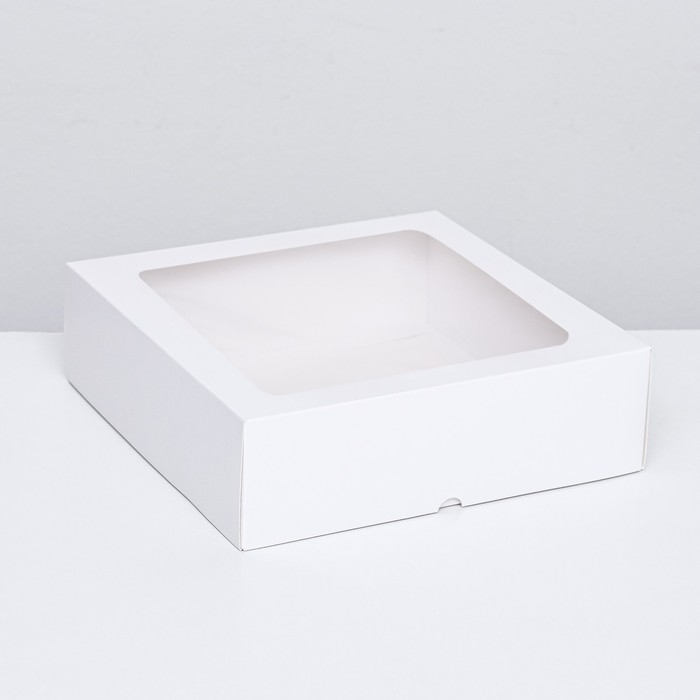 

Коробка складная, крышка-дно, с окном, белый, 25х25х7,5 см, 5 шт.