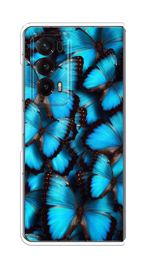 

Чехол на Honor Magic V2 "Тропическая бабочка 2", Голубой;черный, 6123550-1