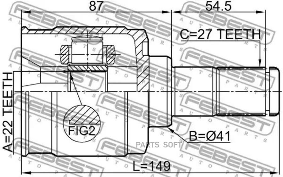 

FEBEST Шрус внутренний 22x41x27 FEBEST 1211-SD11MT